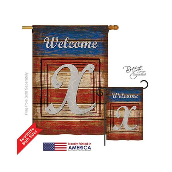 Gardencontrol 30128 Patriotic X Monogram 2-Sided Vertical Impression House Flag - 28 x 40 in. GA3888840